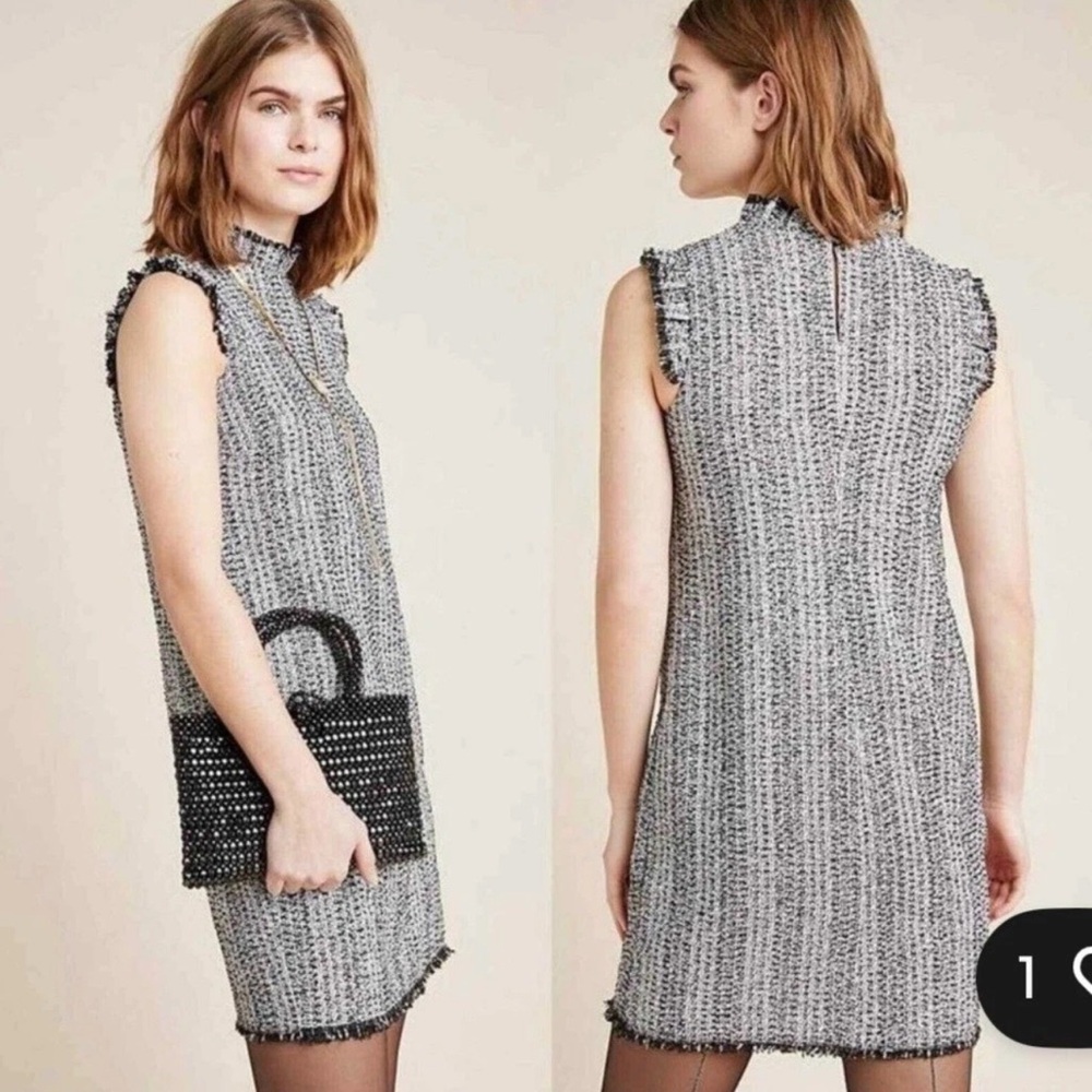NWOT Anthropologie Eri & Ali Tori Metallic Tweed Shift Dress Size LP